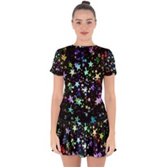 Christmas Star Gloss Lights Light Drop Hem Mini Chiffon Dress by Ket1n9