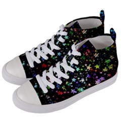 Christmas Star Gloss Lights Light Women s Mid-top Canvas Sneakers by Ket1n9