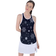 Christmas Snowflake Seamless Pattern With Tiled Falling Snow Racer Back Mesh Tank Top by Ket1n9