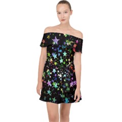 Christmas Star Gloss Lights Light Off Shoulder Chiffon Dress by Ket1n9