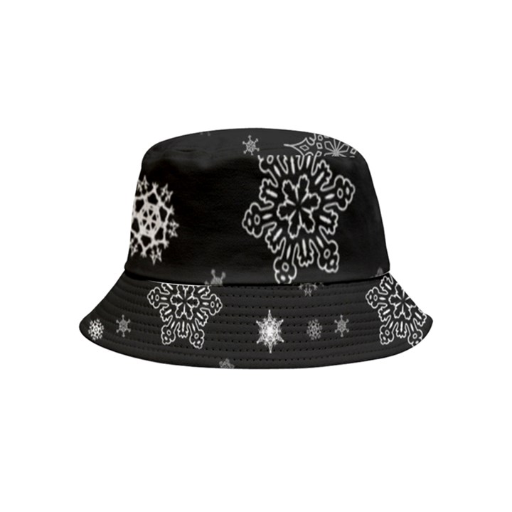 Christmas Snowflake Seamless Pattern With Tiled Falling Snow Inside Out Bucket Hat (Kids)