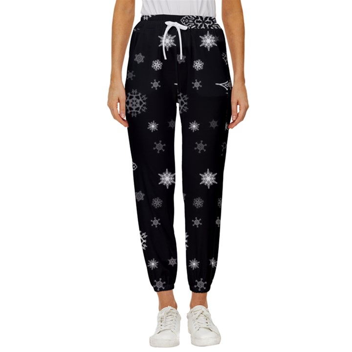 Christmas Snowflake Seamless Pattern With Tiled Falling Snow Women s Cropped Drawstring Pants