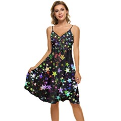 Christmas Star Gloss Lights Light Sleeveless Tie Front Chiffon Dress by Ket1n9