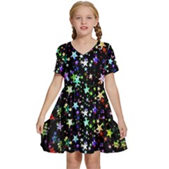 Christmas Star Gloss Lights Light Kids  Short Sleeve Tiered Mini Dress by Ket1n9