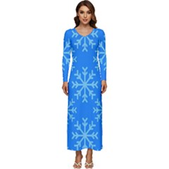 Holiday Celebration Decoration Background Christmas Long Sleeve Longline Maxi Dress by Ket1n9