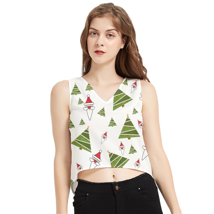 Christmas-santa-claus-decoration V-Neck Cropped Tank Top