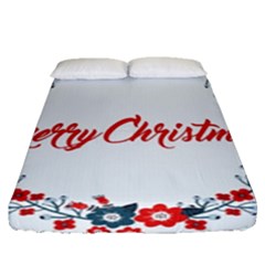 Merry-christmas-christmas-greeting Fitted Sheet (queen Size) by Ket1n9