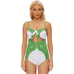 Christmas-bauble-ball Knot Front One-piece Swimsuit by Ket1n9