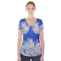 Crown-aesthetic-branches-hoarfrost- Short Sleeve Front Detail Top by Ket1n9