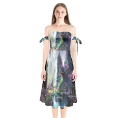 Fantastic World Fantasy Painting Shoulder Tie Bardot Midi Dress by Ket1n9