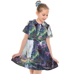 Fantastic World Fantasy Painting Kids  Short Sleeve Shirt Dress