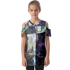 Fantastic World Fantasy Painting Fold Over Open Sleeve Top by Ket1n9