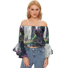 Fantastic World Fantasy Painting Off Shoulder Flutter Bell Sleeve Top by Ket1n9