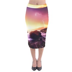 California-sea-ocean-pacific Velvet Midi Pencil Skirt by Ket1n9