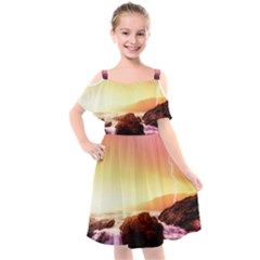 California-sea-ocean-pacific Kids  Cut Out Shoulders Chiffon Dress