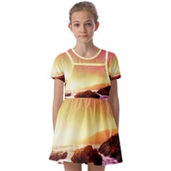 California-sea-ocean-pacific Kids  Short Sleeve Pinafore Style Dress by Ket1n9