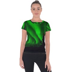 Aurora-borealis-northern-lights- Short Sleeve Sports Top  by Ket1n9