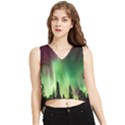 Aurora-borealis-northern-lights V-Neck Cropped Tank Top View1