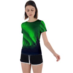 Aurora-borealis-northern-lights- Back Circle Cutout Sports T-shirt by Ket1n9