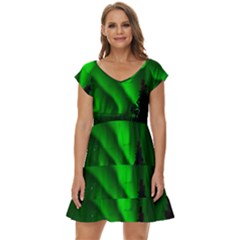 Aurora-borealis-northern-lights- Short Sleeve Tiered Mini Dress by Ket1n9