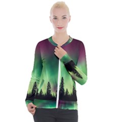 Aurora-borealis-northern-lights Casual Zip Up Jacket by Ket1n9