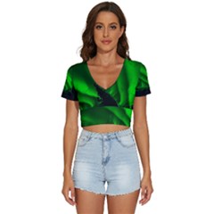 Aurora-borealis-northern-lights- V-neck Crop Top by Ket1n9