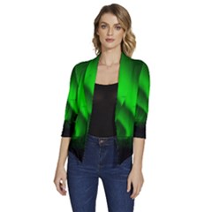 Aurora-borealis-northern-lights- Women s Draped Front 3/4 Sleeve Shawl Collar Jacket by Ket1n9