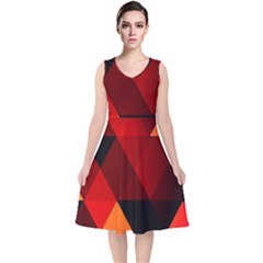 Abstract Triangle Wallpaper V-neck Midi Sleeveless Dress  by Ket1n9