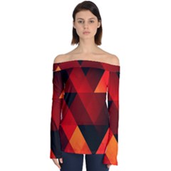 Abstract Triangle Wallpaper Off Shoulder Long Sleeve Top by Ket1n9