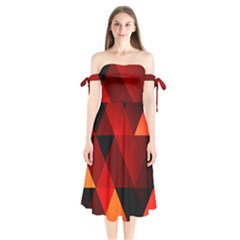 Abstract Triangle Wallpaper Shoulder Tie Bardot Midi Dress by Ket1n9