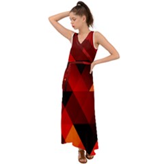 Abstract Triangle Wallpaper V-neck Chiffon Maxi Dress by Ket1n9