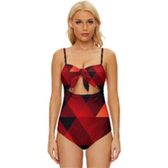 Abstract Triangle Wallpaper Knot Front One-piece Swimsuit by Ket1n9