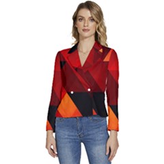 Abstract Triangle Wallpaper Women s Long Sleeve Revers Collar Cropped Jacket by Ket1n9