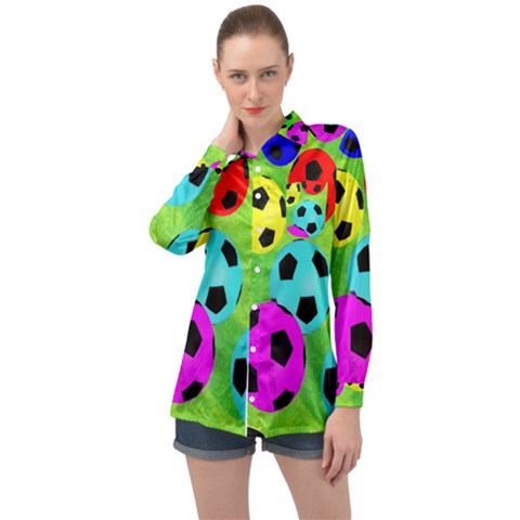 Balls Colors Long Sleeve Satin Shirt by Ket1n9