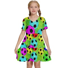 Balls Colors Kids  Short Sleeve Tiered Mini Dress by Ket1n9