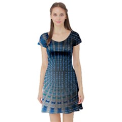 Data-computer-internet-online Short Sleeve Skater Dress by Ket1n9