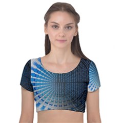 Data-computer-internet-online Velvet Short Sleeve Crop Top  by Ket1n9