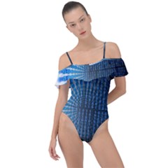 Data-computer-internet-online Frill Detail One Piece Swimsuit by Ket1n9