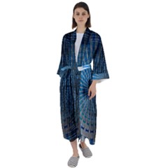 Data-computer-internet-online Maxi Satin Kimono by Ket1n9