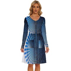 Data-computer-internet-online Long Sleeve Dress With Pocket by Ket1n9