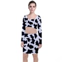 Animal-print-black-and-white-black Top and Skirt Sets View1