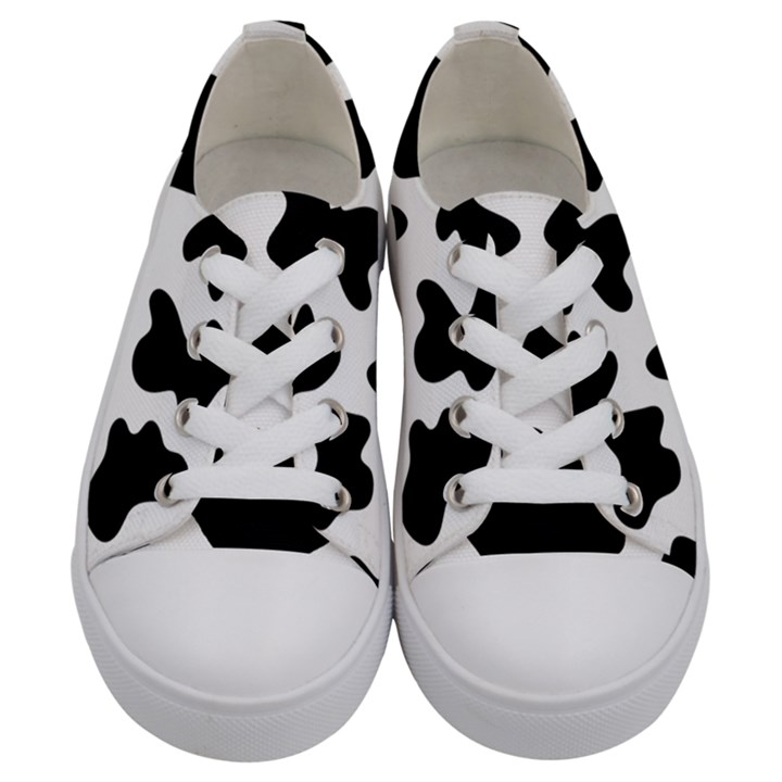 Animal-print-black-and-white-black Kids  Low Top Canvas Sneakers