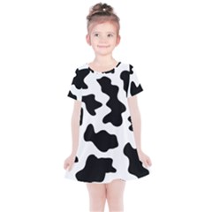 Animal-print-black-and-white-black Kids  Simple Cotton Dress by Ket1n9