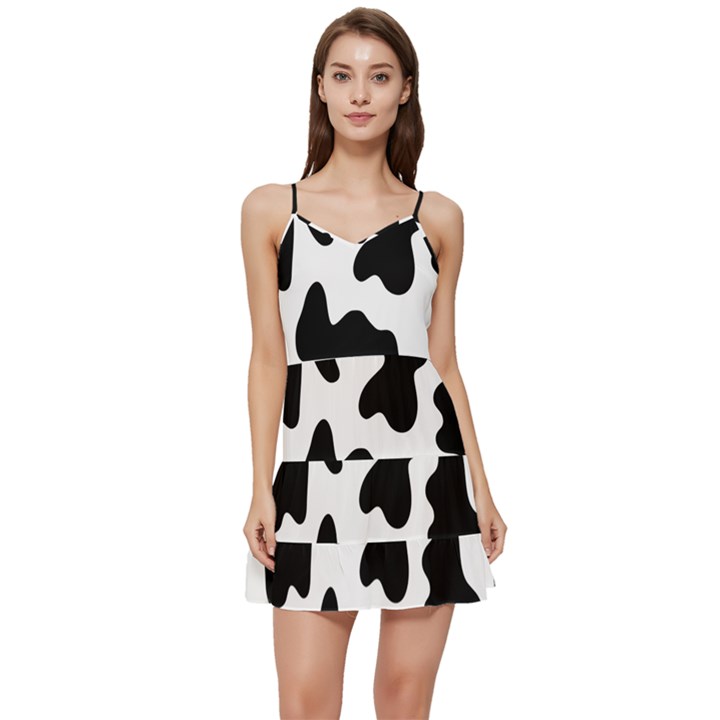 Animal-print-black-and-white-black Short Frill Dress