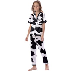 Animal-print-black-and-white-black Kids  Satin Short Sleeve Pajamas Set by Ket1n9