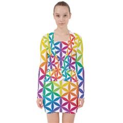 Heart Energy Medicine V-neck Bodycon Long Sleeve Dress by Ket1n9