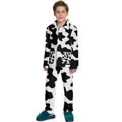 Animal-print-black-and-white-black Kids  Long Sleeve Velvet Pajamas Set by Ket1n9