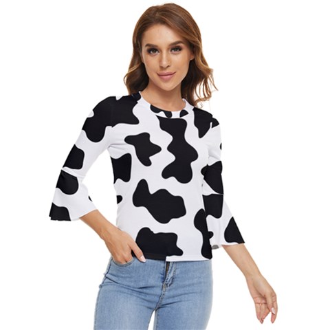 Animal-print-black-and-white-black Bell Sleeve Top by Ket1n9