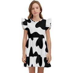 Animal-print-black-and-white-black Kids  Winged Sleeve Dress by Ket1n9