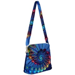 Top Peacock Feathers Zipper Messenger Bag by Ket1n9